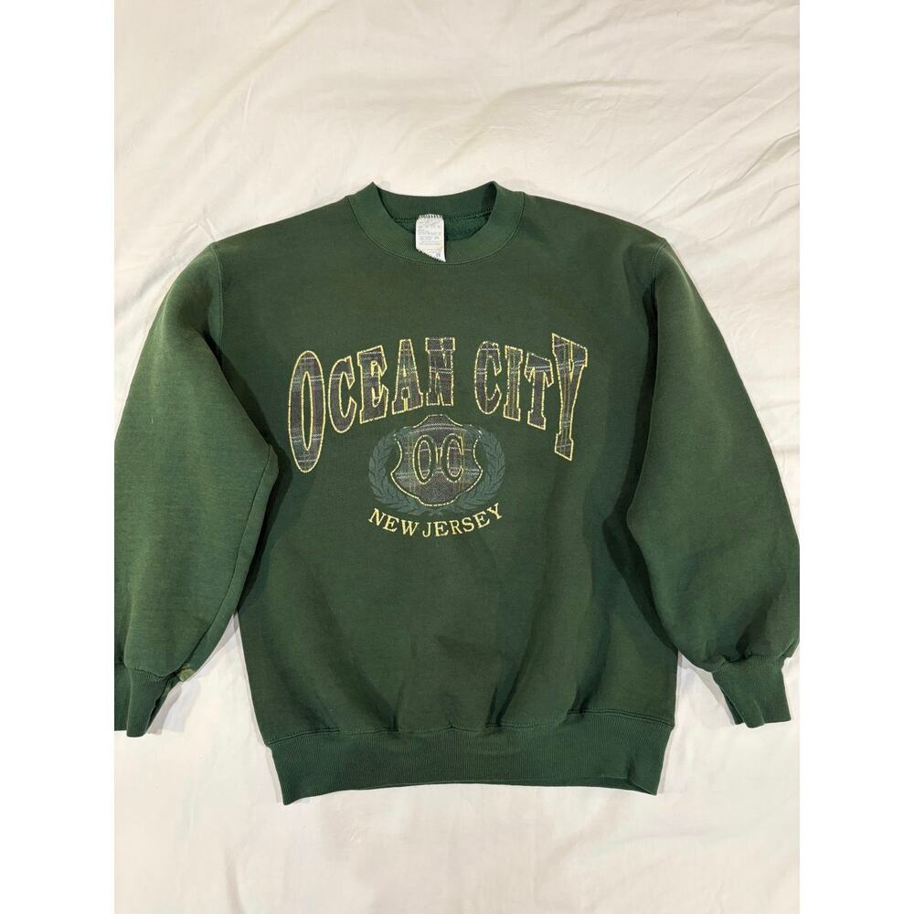 Vintage Ocean City New Jersey Green Crew Neck Sweatshirt Size Medium